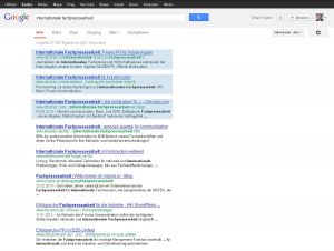 Google-Recherche "Internationale Fachpressearbeit".